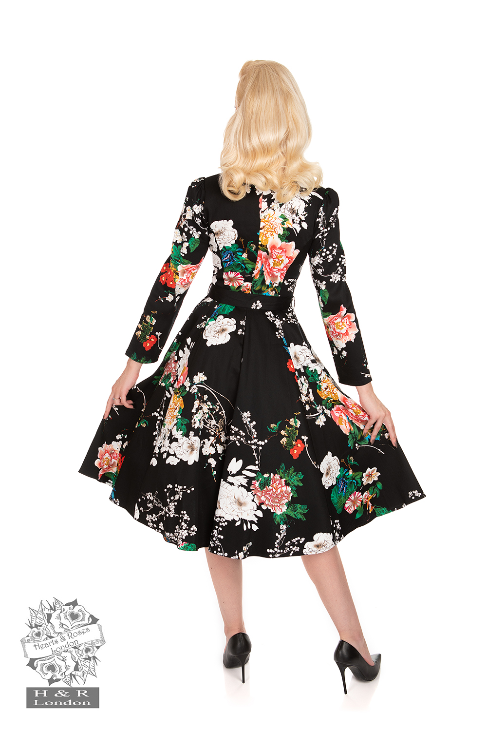 White Iris Floral Swing Dress